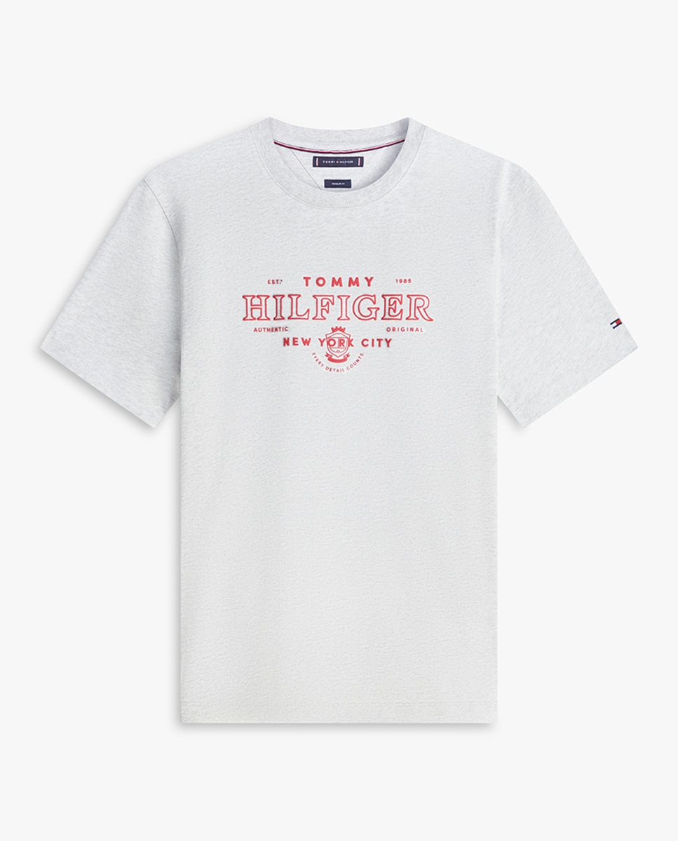 T-shirt de Manga Curta com Gola Redonda Cinzento-claro-4