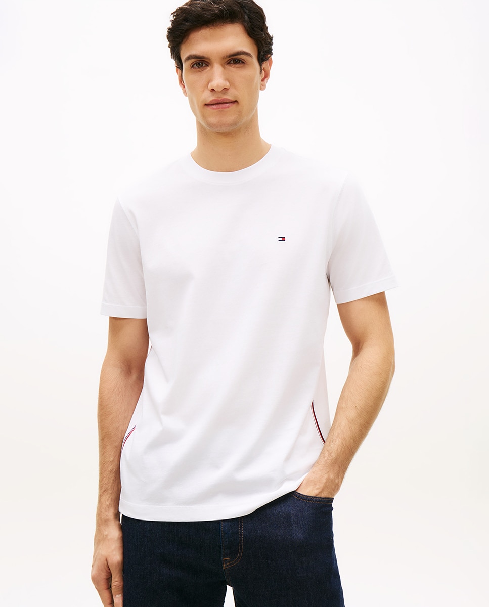 T-shirt de Manga Curta com Gola Redonda Branco-1