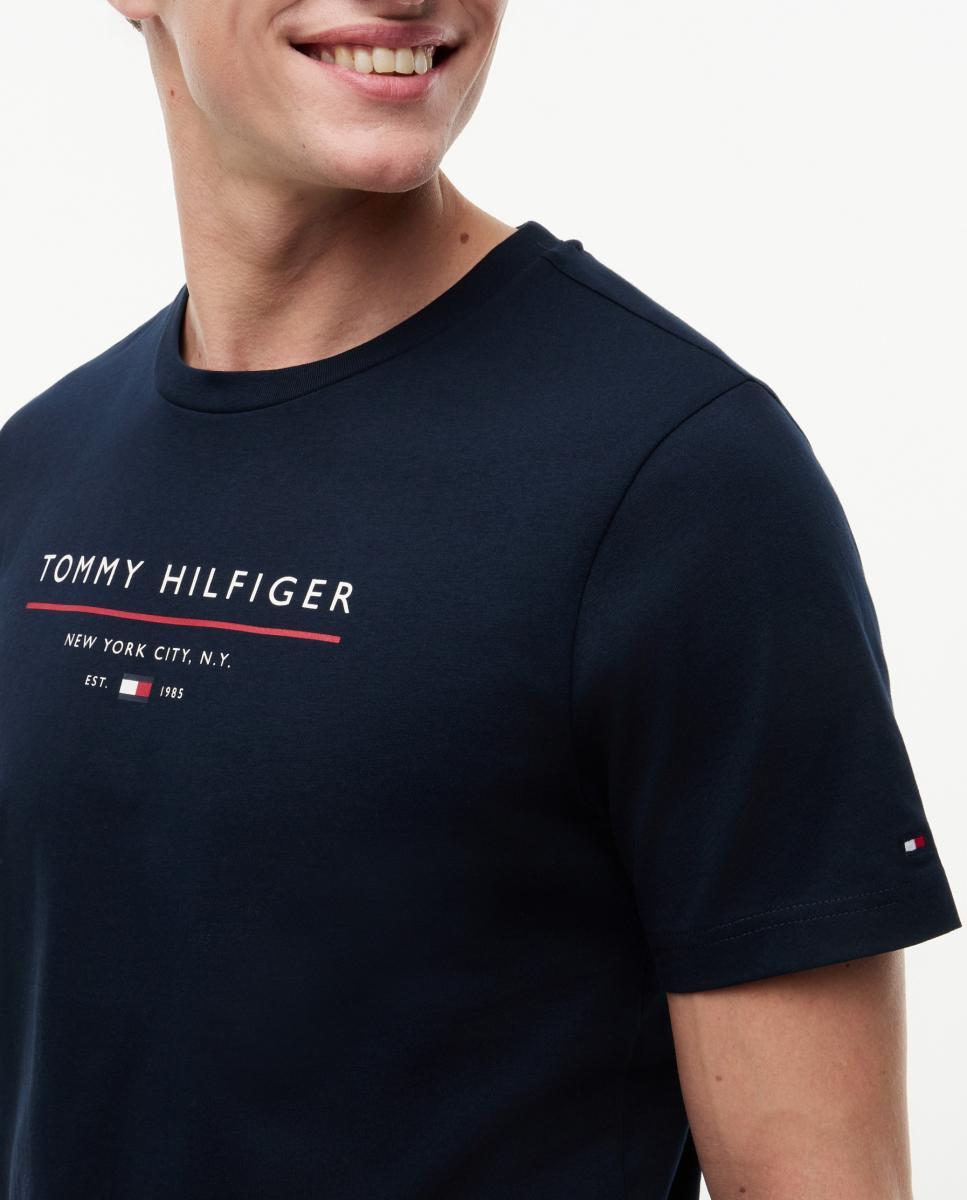 Camisa de caballero con logo impreso en el pecho - Tommy Hilfiger - Azul marino Azul marino-3