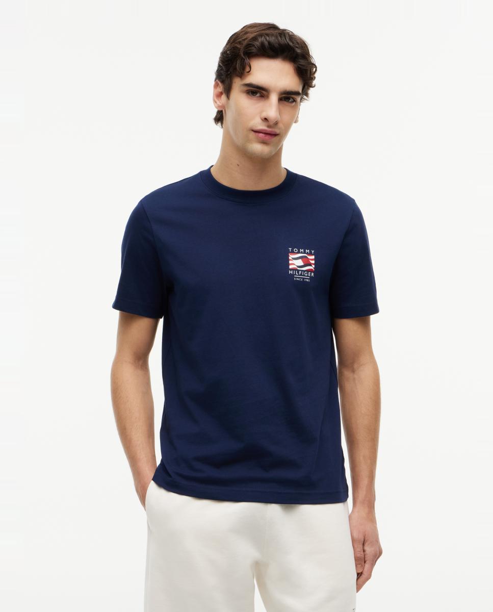 Camiseta de caballero con branding impreso en el pecho - Tommy Hilfiger - Azul marino Azul marino-1
