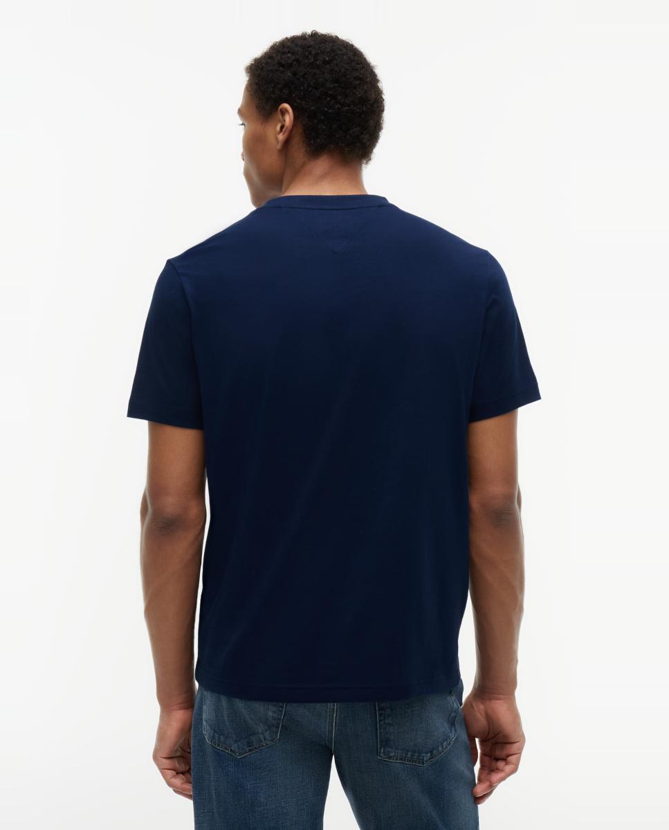 T-shirt com Fita da Marca Impressa no Peito Azul-marinho-2