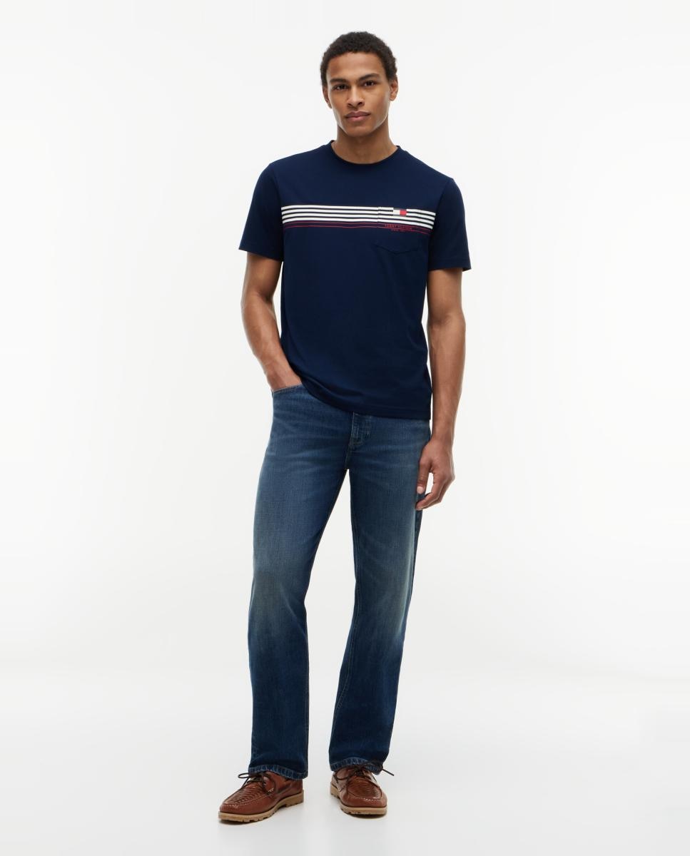 T-shirt com Fita da Marca Impressa no Peito Azul-marinho-6