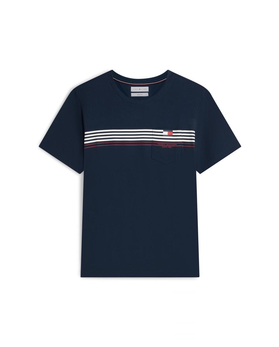 T-shirt com Fita da Marca Impressa no Peito Azul-marinho-4