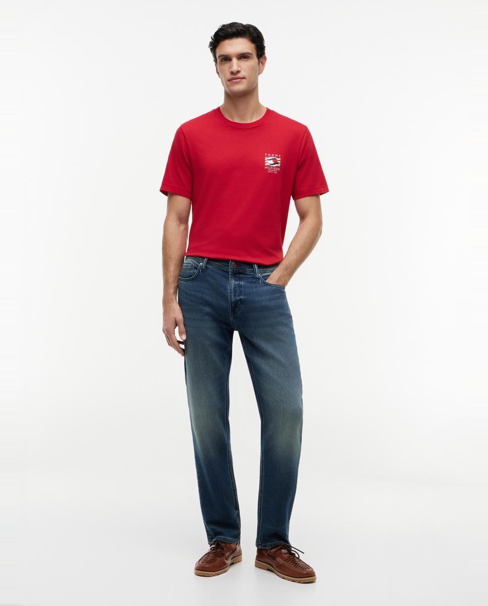Camiseta de caballero con branding impreso en el pecho - Tommy Hilfiger - Rojo Rojo-7