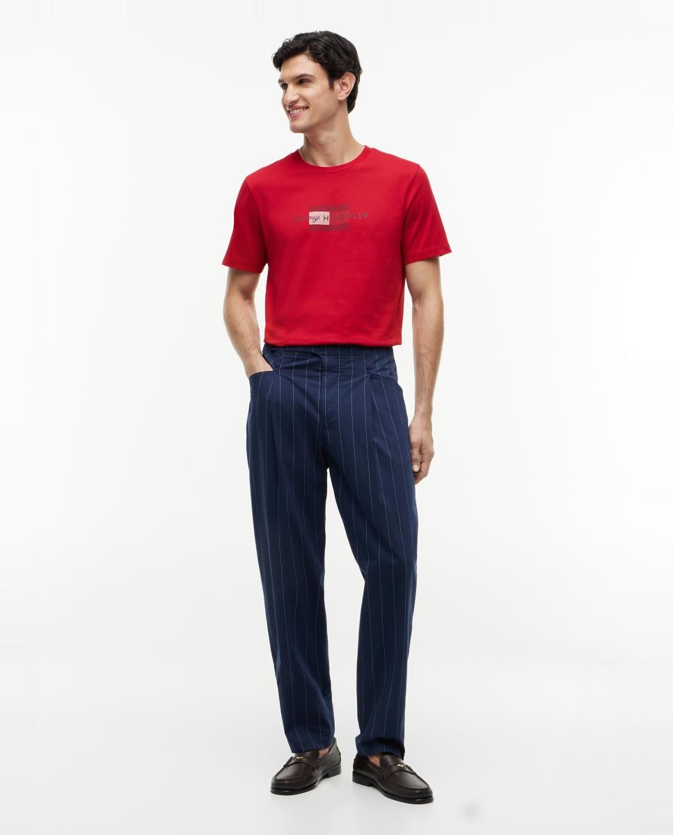 Camiseta de caballero con branding impreso en el pecho - Tommy Hilfiger - Rojo Rojo-7