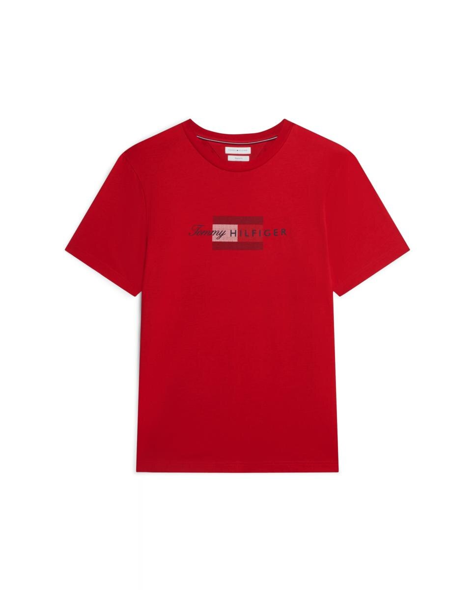 Camiseta de caballero con branding impreso en el pecho - Tommy Hilfiger - Rojo Rojo-4