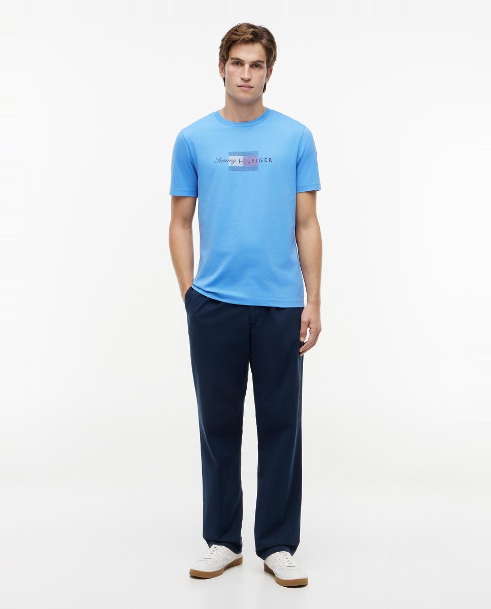 Camiseta de caballero con branding impreso en el pecho - Tommy Hilfiger - Azul celeste Azul celeste-7