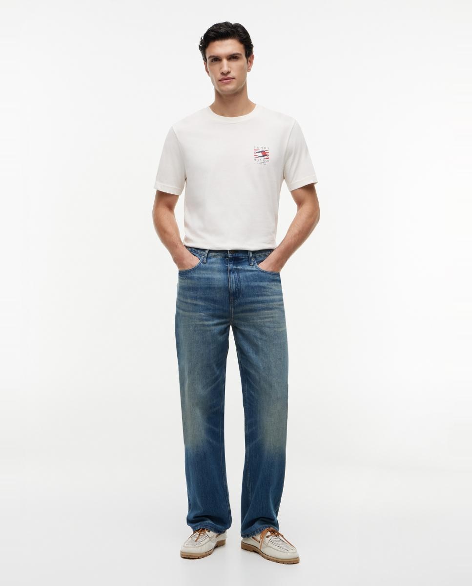 T-shirt com Branding Impresso no Peito Branco-marfim-6