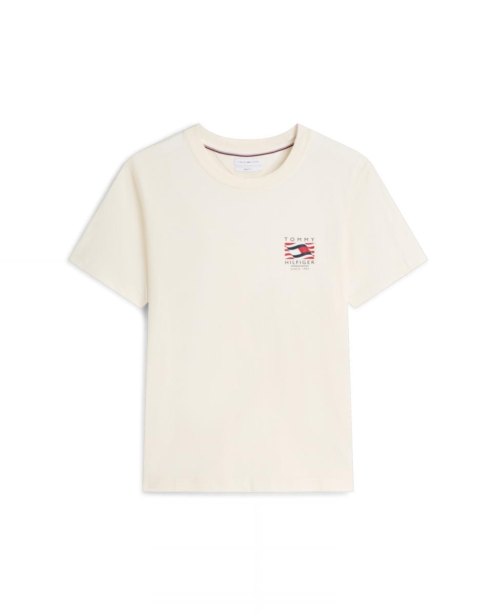 T-shirt com Branding Impresso no Peito Branco-marfim-4
