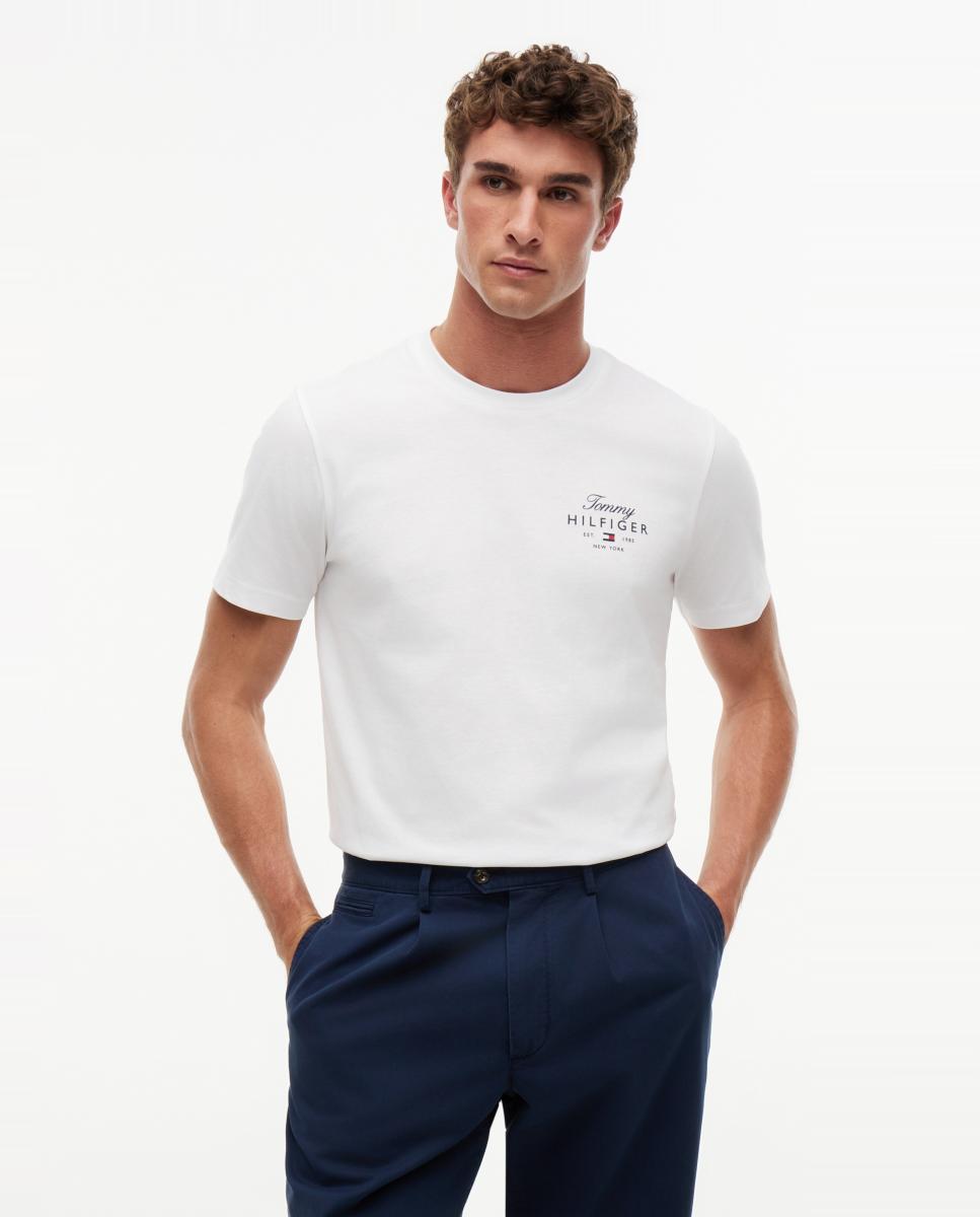 Camiseta lisa de caballero con logo combinado - Tommy Hilfiger - Blanco Blanco-1