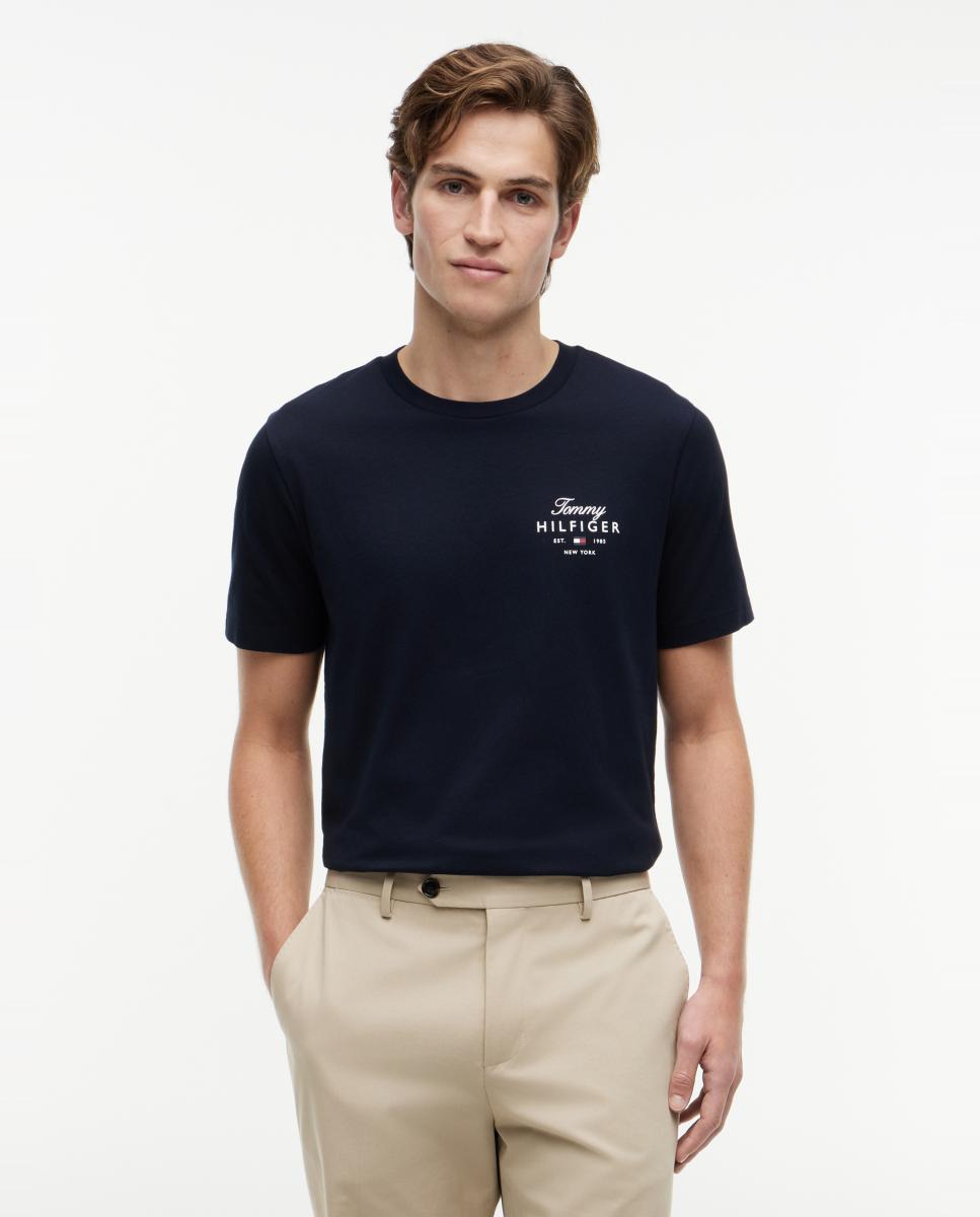 T-shirt Lisa com Logótipo Combinado Azul-marinho-1
