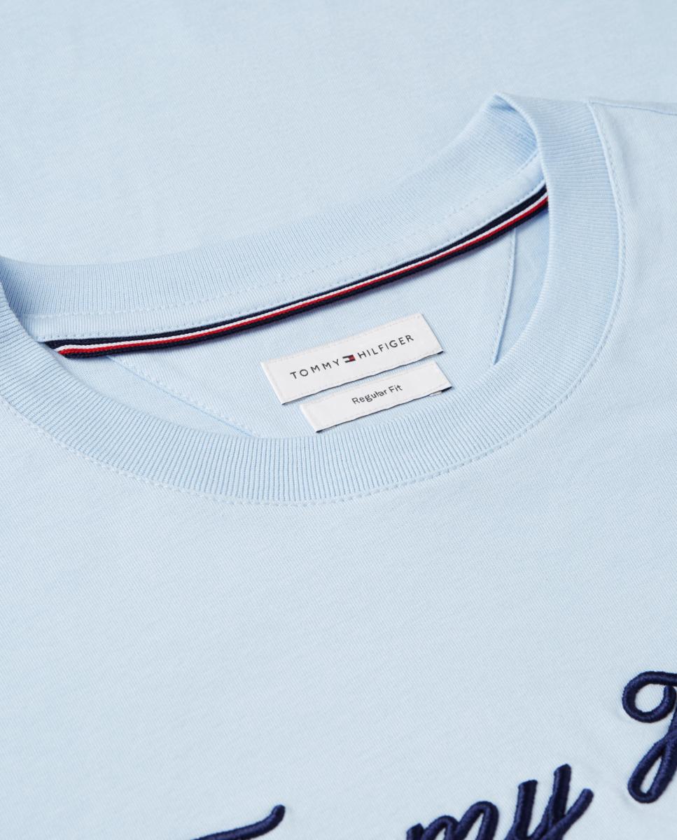 T-shirt com Branding Bordado no Peito Azul-celeste-3