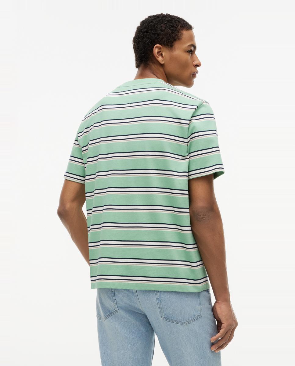T-shirt com Estampado às Riscas Azul-marinho-2