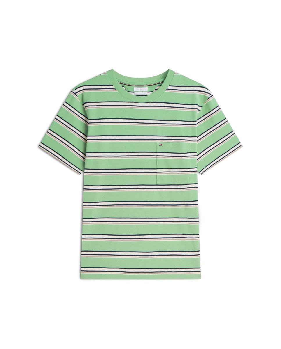 T-shirt com Estampado às Riscas Azul-marinho-4