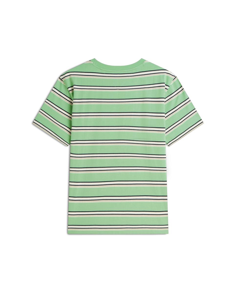 T-shirt com Estampado às Riscas Azul-marinho-5