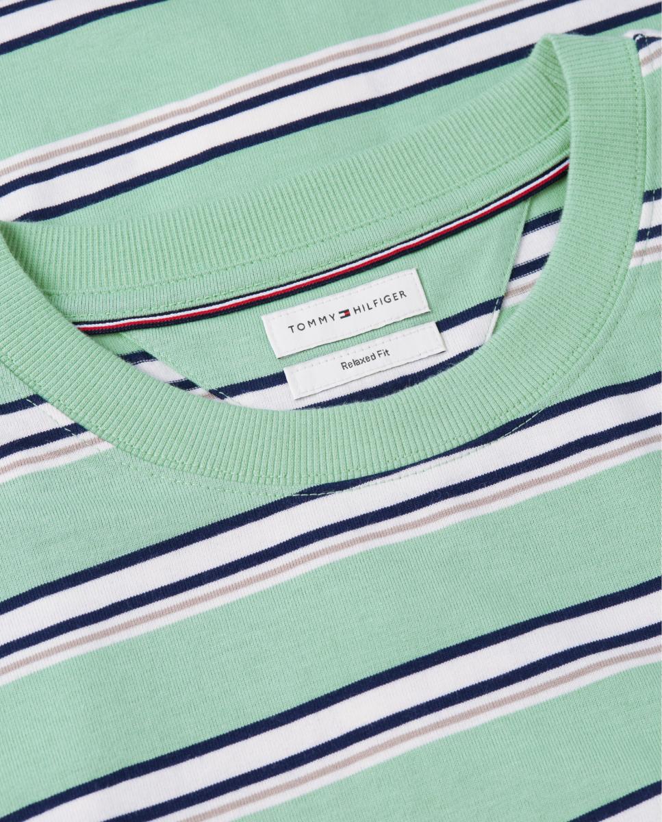 T-shirt com Estampado às Riscas Azul-marinho-6