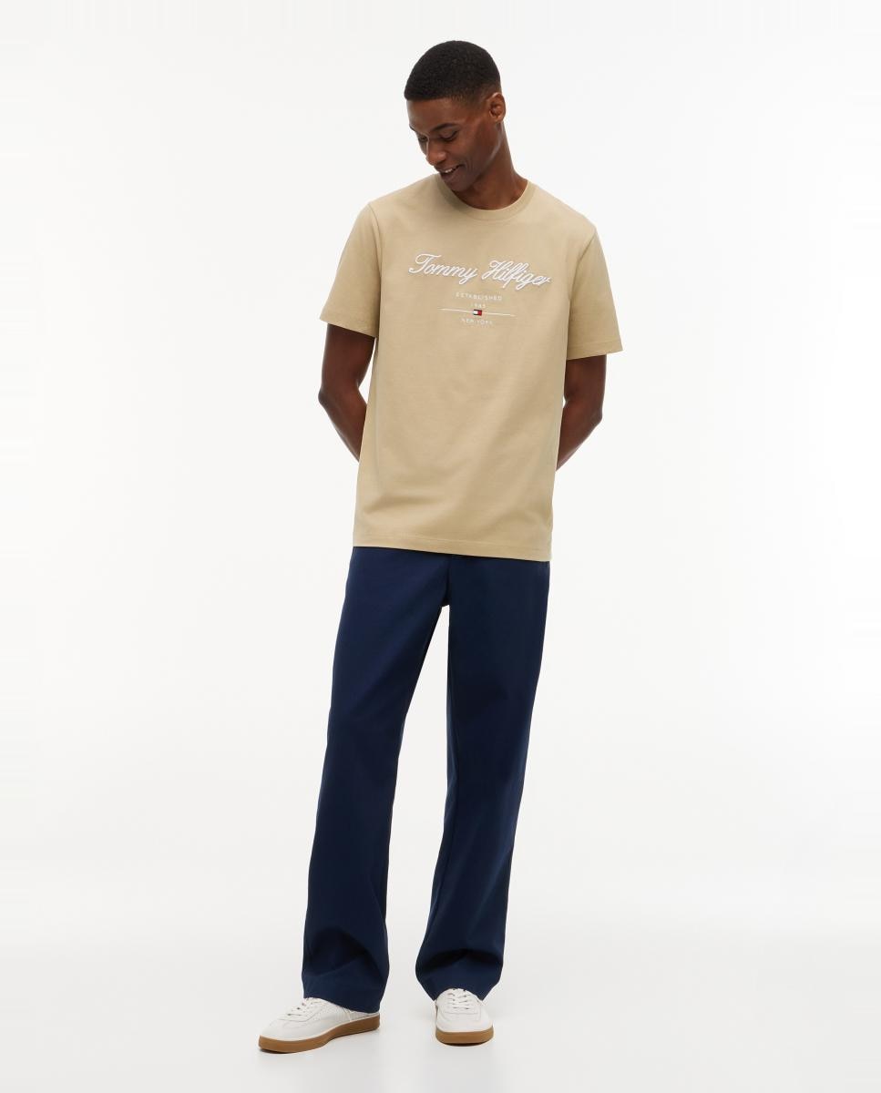 T-shirt com Branding Bordado no Peito Bege-7