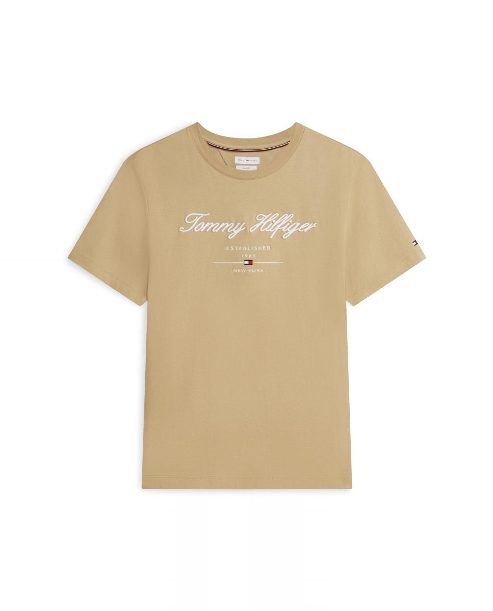 T-shirt com Branding Bordado no Peito Bege-4