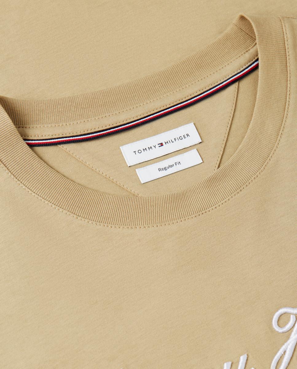 T-shirt com Branding Bordado no Peito Bege-6