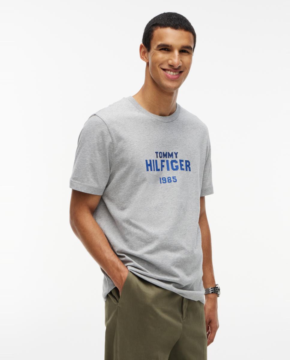 Camiseta de caballero de manga corta lisa - Tommy Hilfiger - Gris Gris-1