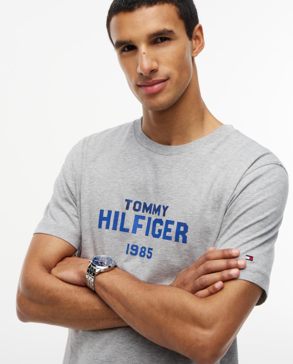 Camiseta de caballero de manga corta lisa - Tommy Hilfiger - Gris Gris-3