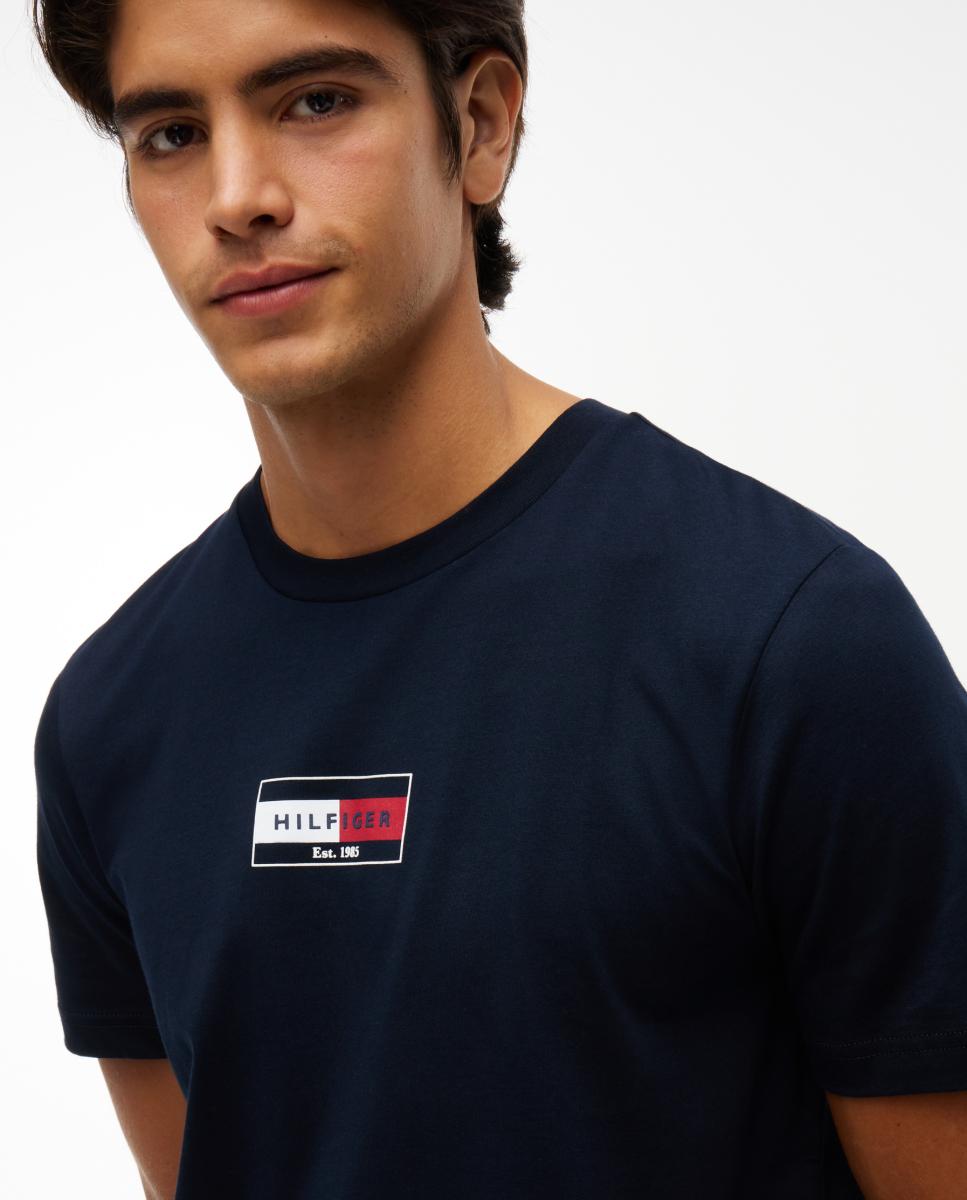 Camiseta de caballero de manga corta lisa - Tommy Hilfiger - Azul marino Azul marino-3