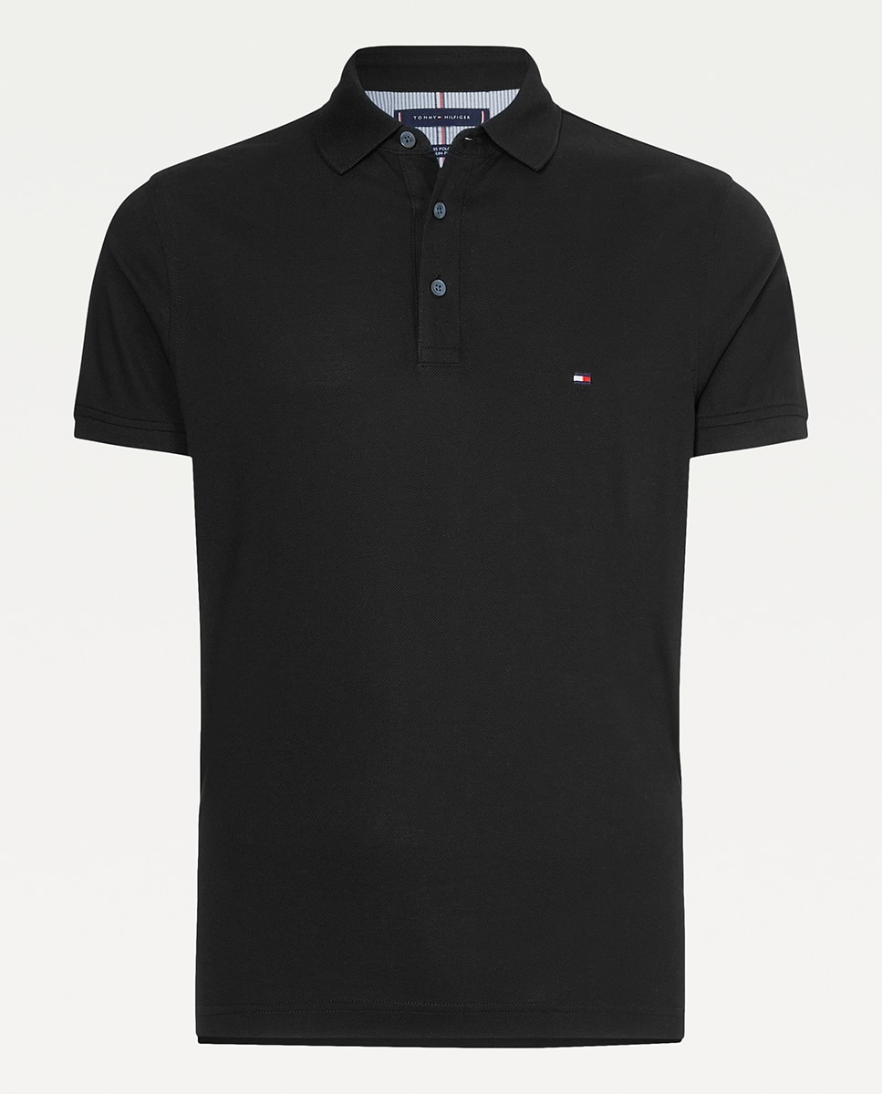 Polo liso de manga corta con fit slim - Tommy Hilfiger - Negro Negro-4