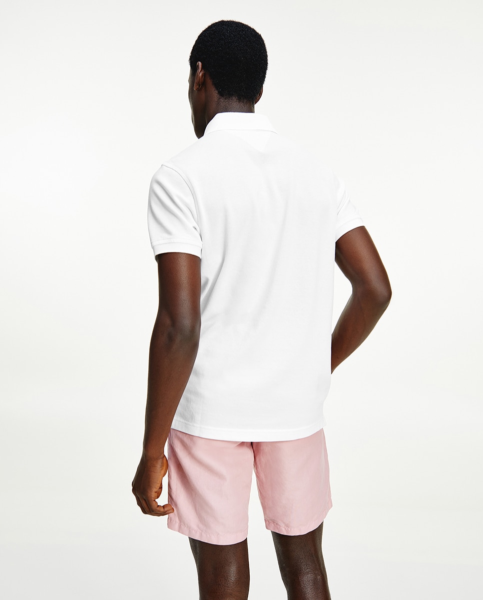 Pólo slim liso branco com manga curta Branco-2
