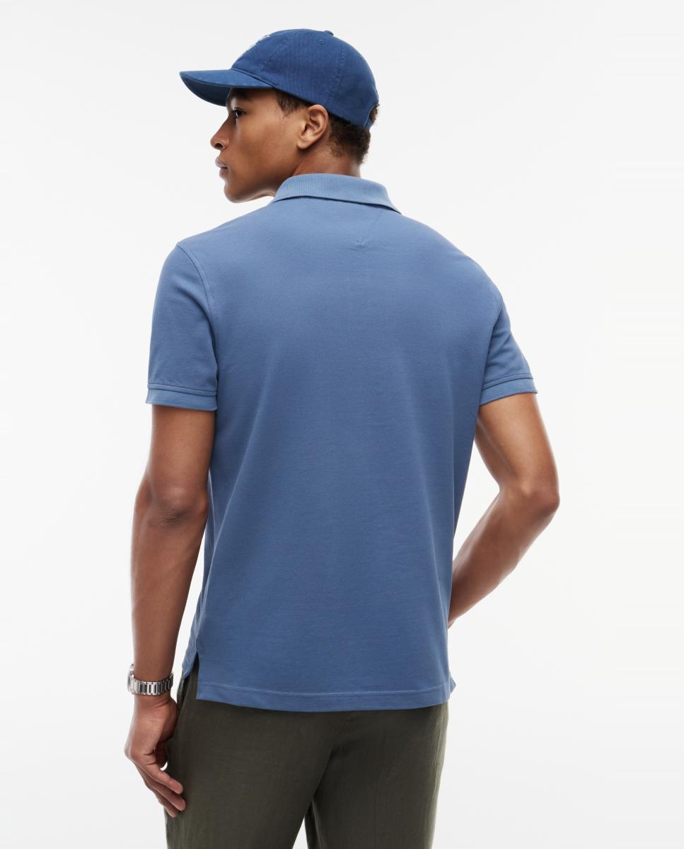 Polo Regular com Bandeira Bordada Azul-índigo-2