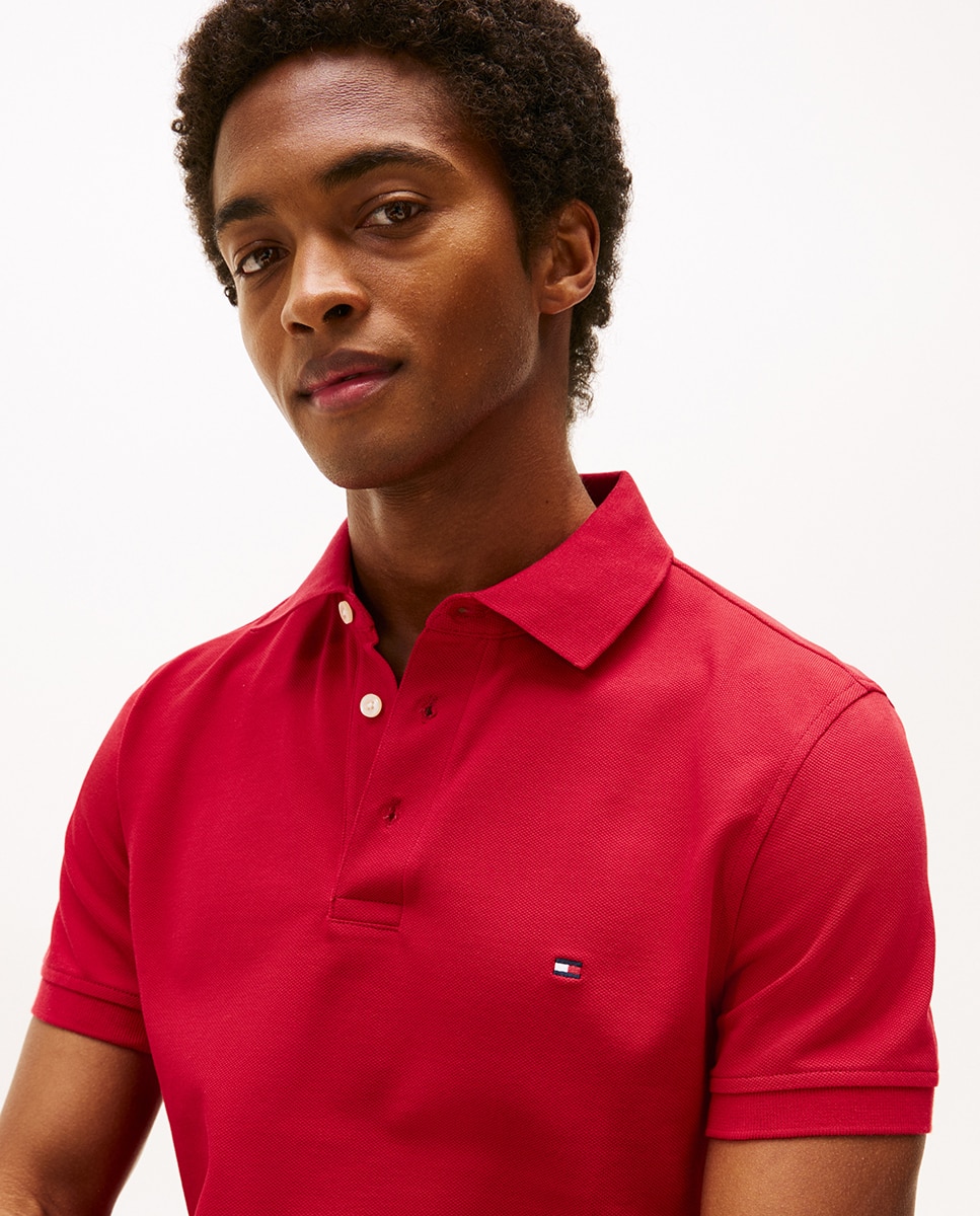 Polo liso de manga corta con fit slim - Tommy Hilfiger - Rojo Rojo-3