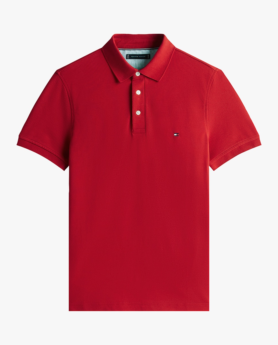 Polo liso de manga corta con fit slim - Tommy Hilfiger - Rojo Rojo-4
