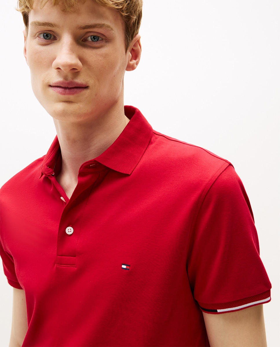 Polo Liso com Manga Curta Vermelho-3
