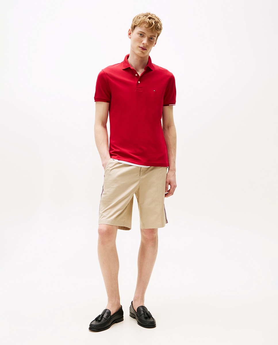 Polo Liso com Manga Curta Vermelho-5