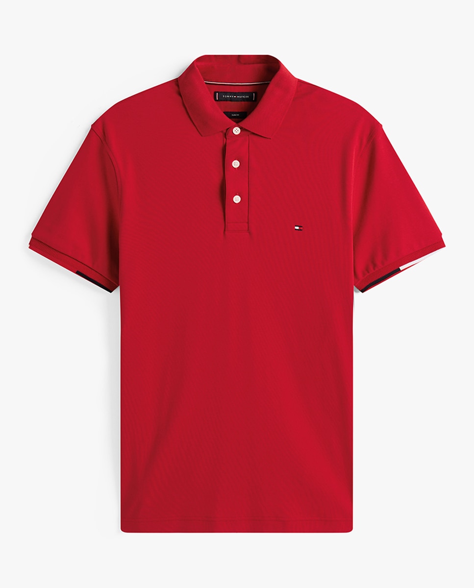 Polo Liso com Manga Curta Vermelho-4