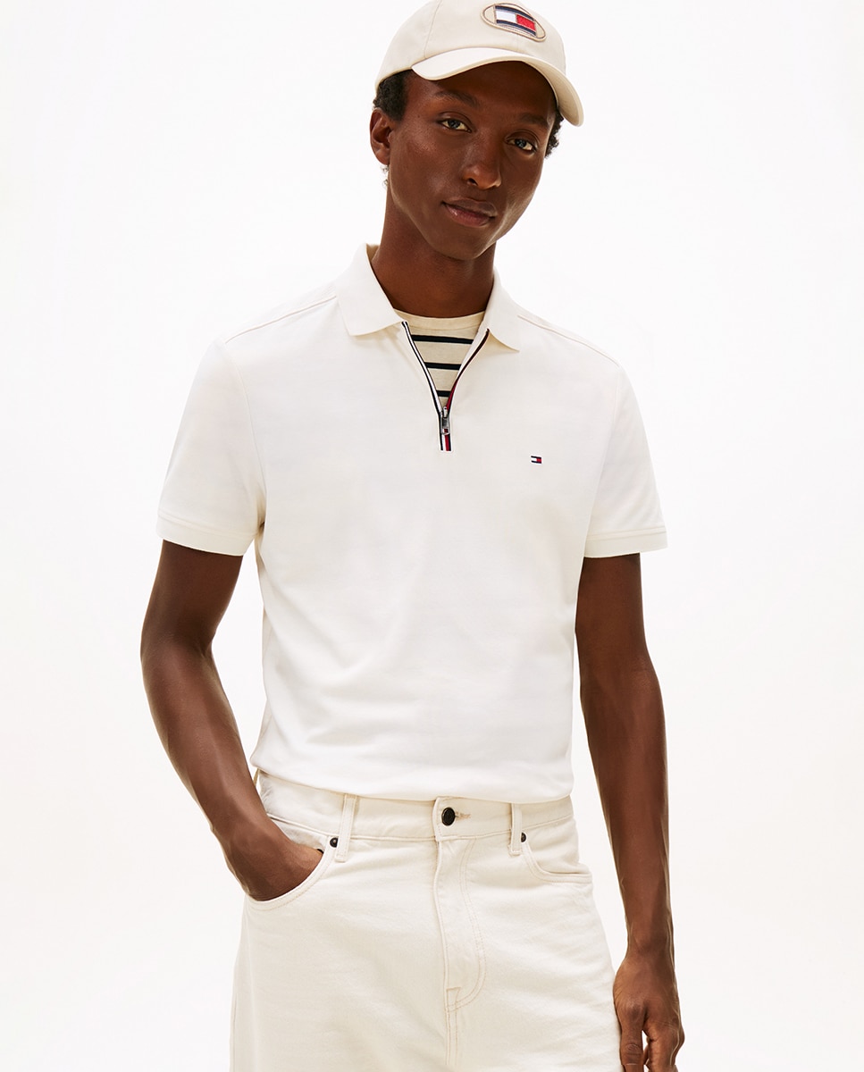 Polo de Manga Curta com Qualidade Liquid Cotton Branco-1