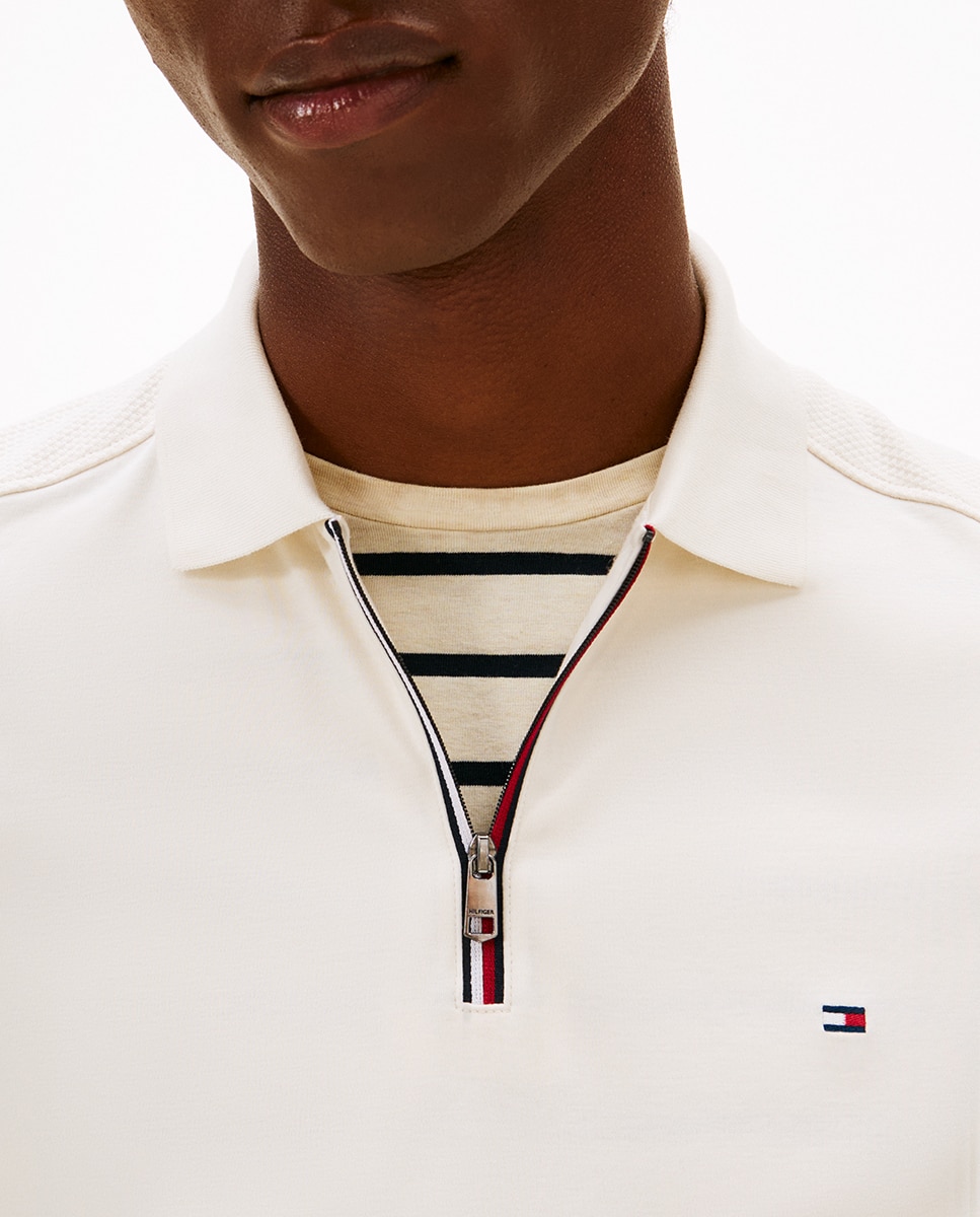 Polo de Manga Curta com Qualidade Liquid Cotton Branco-3
