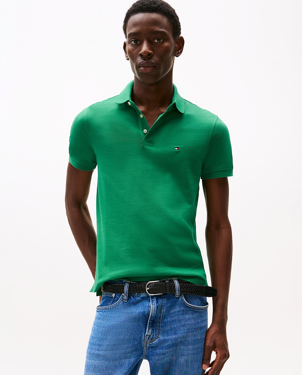 Imagem 0 de Pólo básico slim fit azul com manga curta