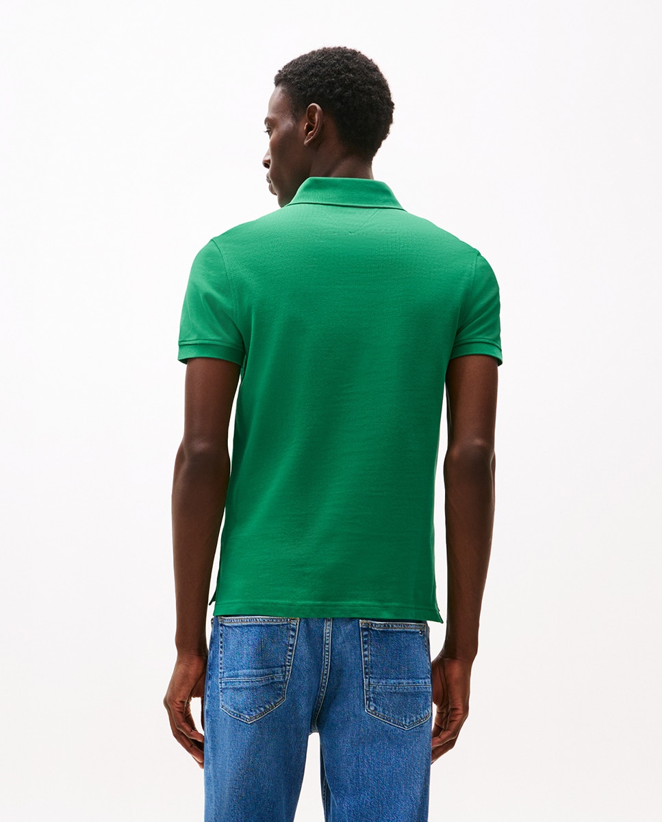 Pólo básico slim fit azul com manga curta Verde-2