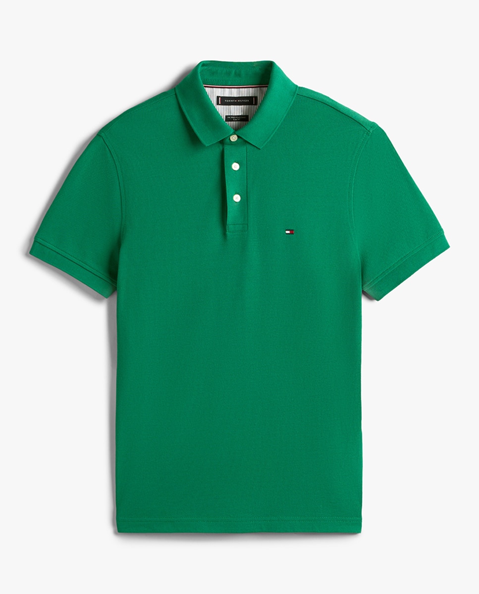 Pólo básico slim fit azul com manga curta Verde-4