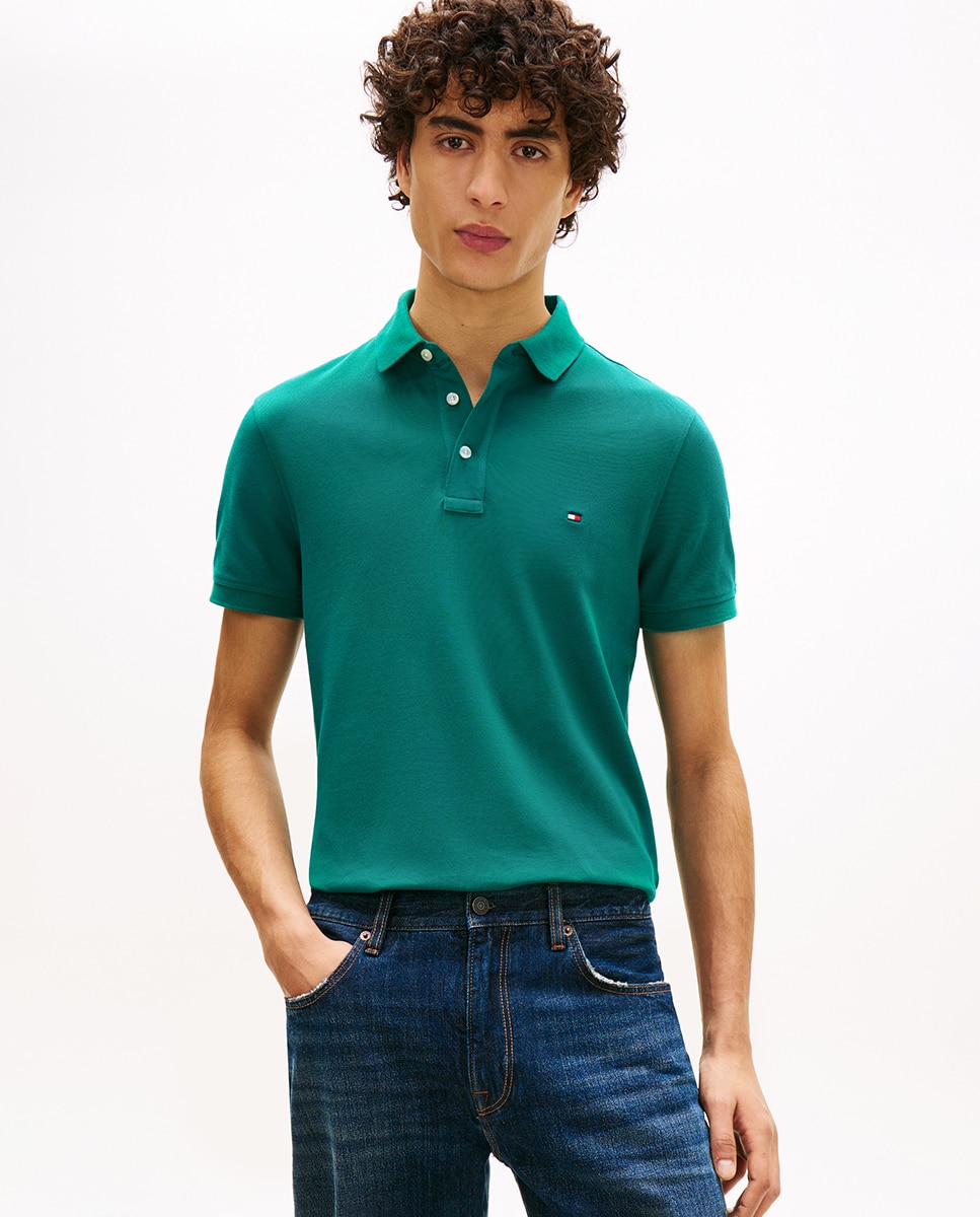 Polo liso de manga corta con fit slim - Tommy Hilfiger - Verde Verde-1