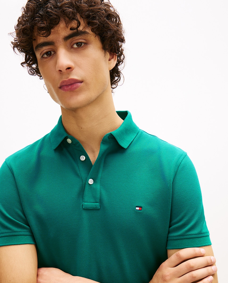 Polo liso de manga corta con fit slim - Tommy Hilfiger - Verde Verde-3