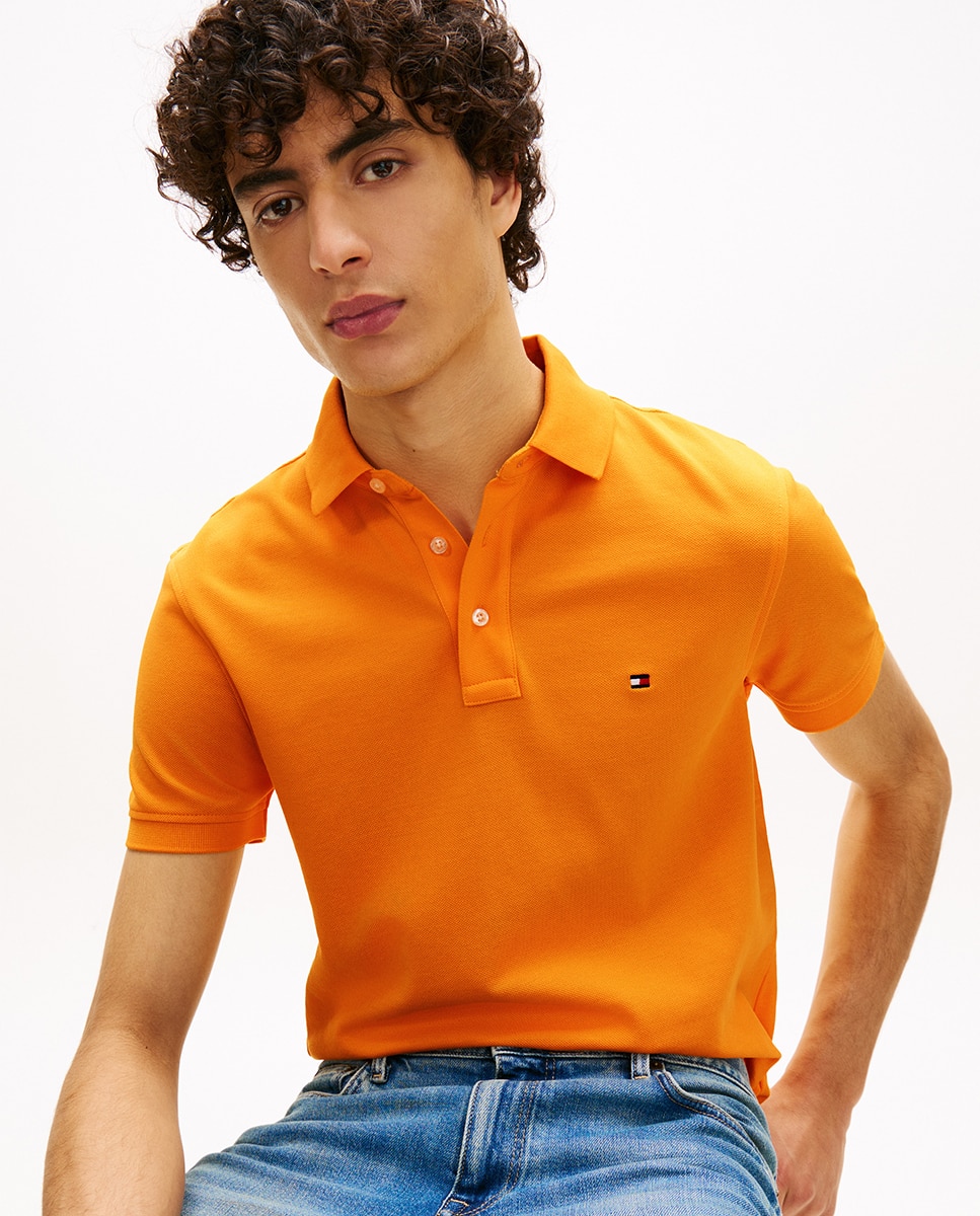 Polo liso de manga corta con fit slim - Tommy Hilfiger - Naranja Naranja-3