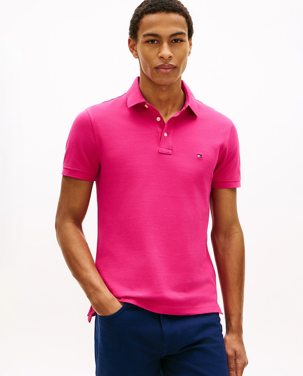 Imagem 0 de Polo Liso de Manga Curta Slim Fit