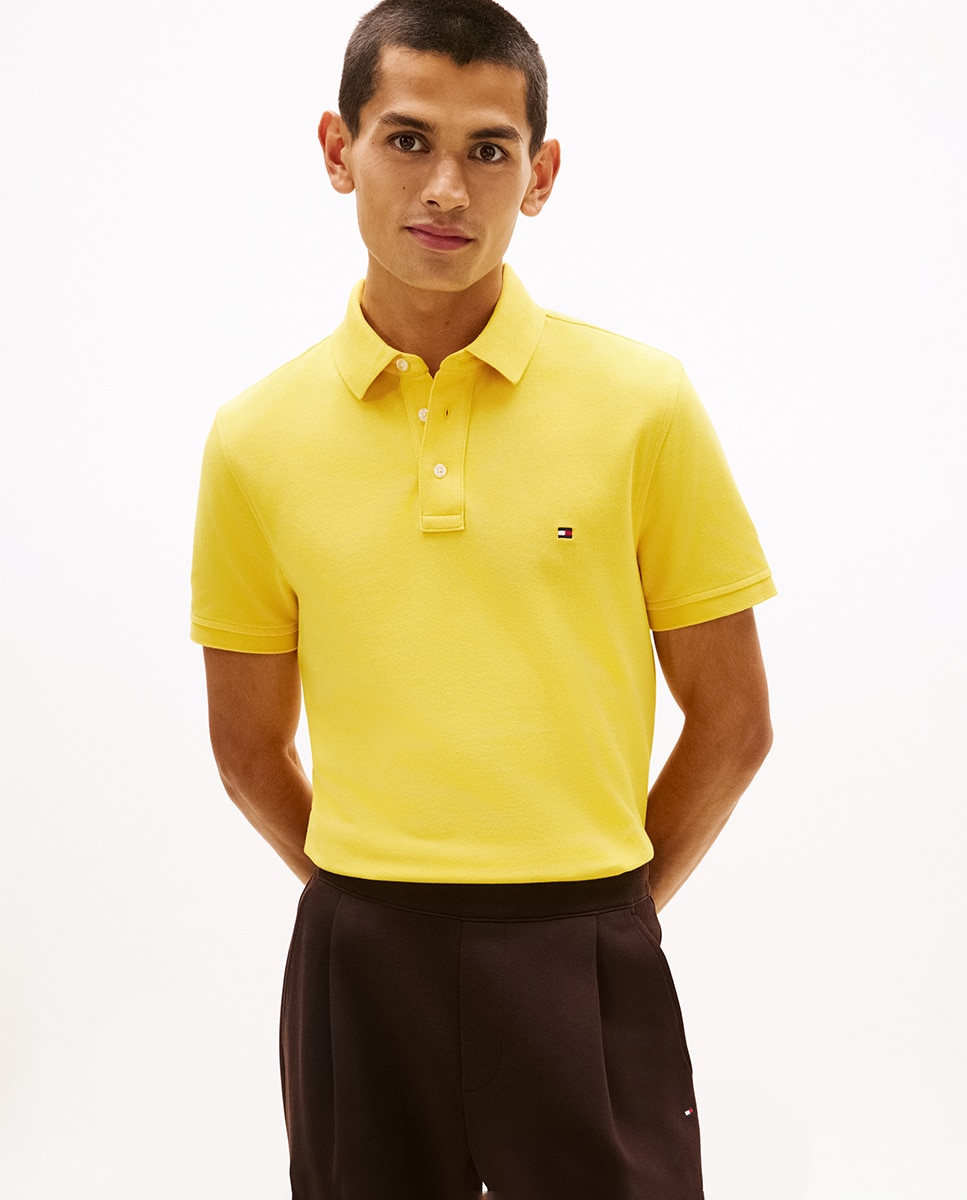 Imagem 0 de Polo Liso de Manga Curta Slim Fit