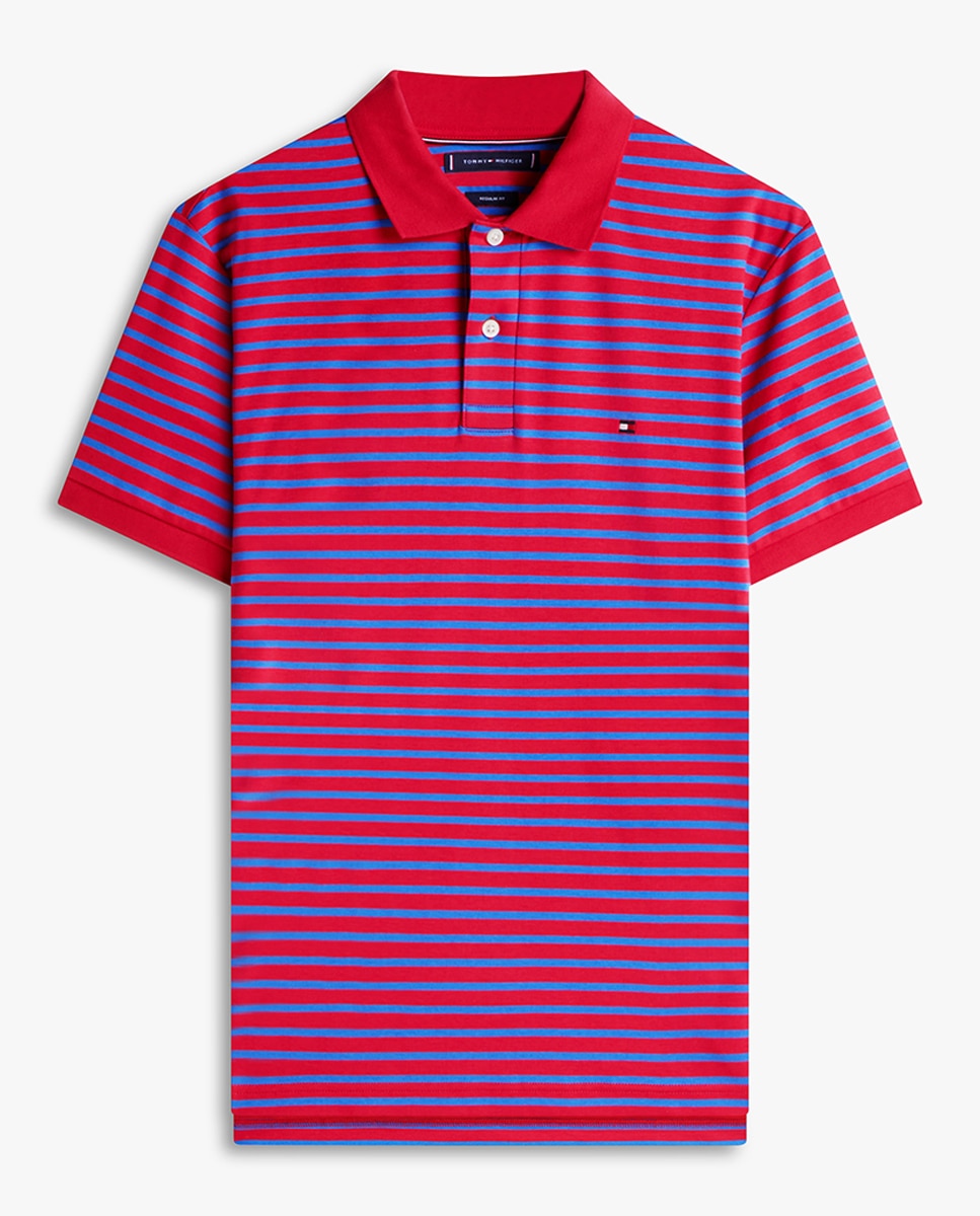 Polo de hombre regular de manga corta con bandera bordada - Tommy Hilfiger - Blanco Multicolor-4