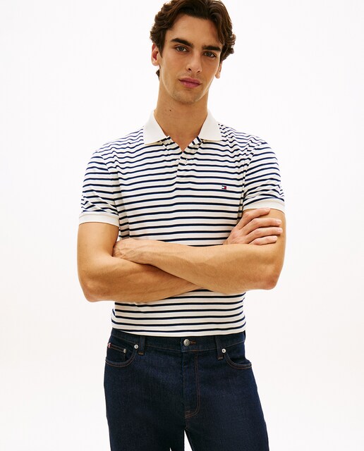 Polo de hombre regular de manga corta con bandera bordada