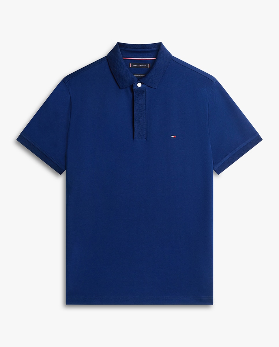 Polo Liso de Piqué com Manga Curta Azul-marinho-4