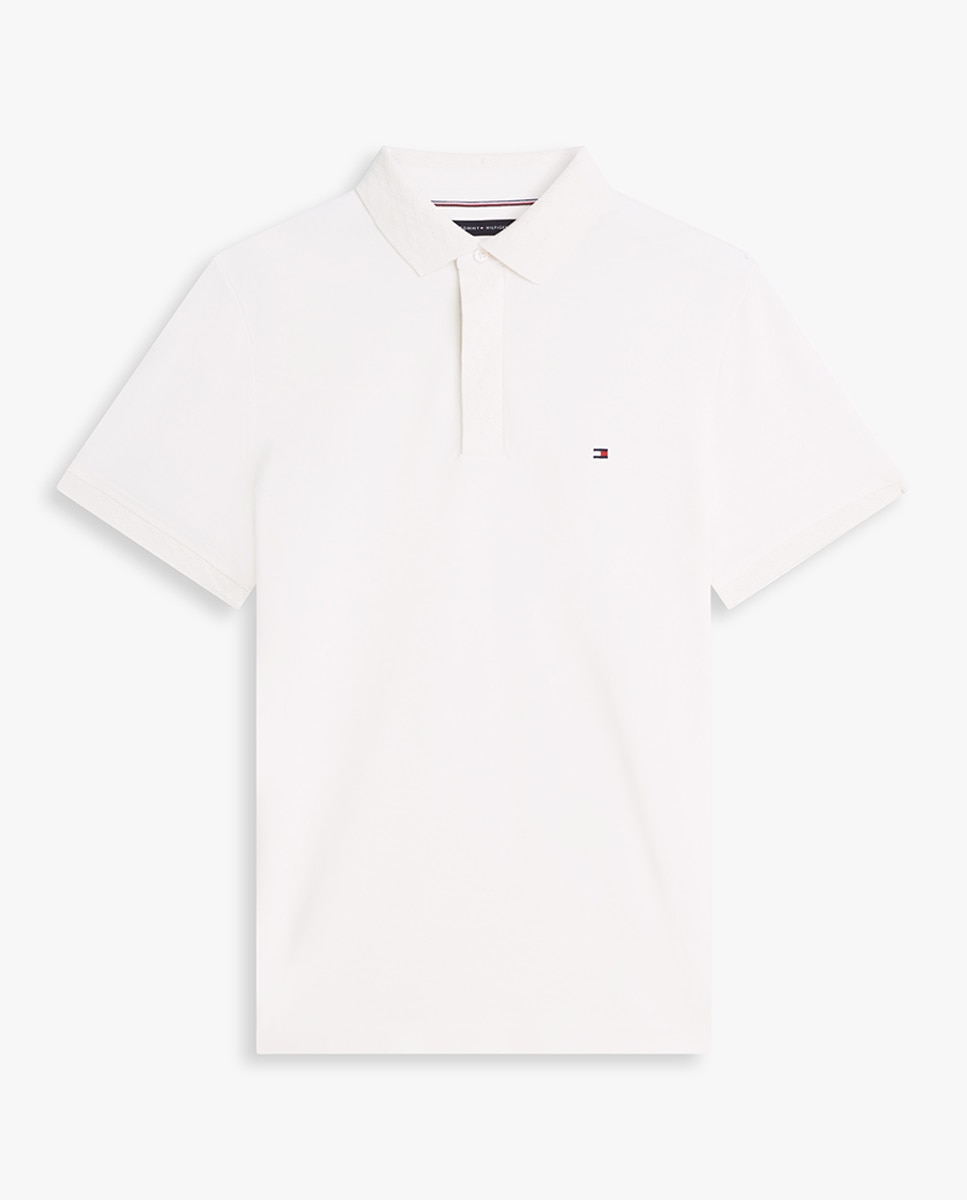 Polo Liso de Piqué com Manga Curta Branco-4