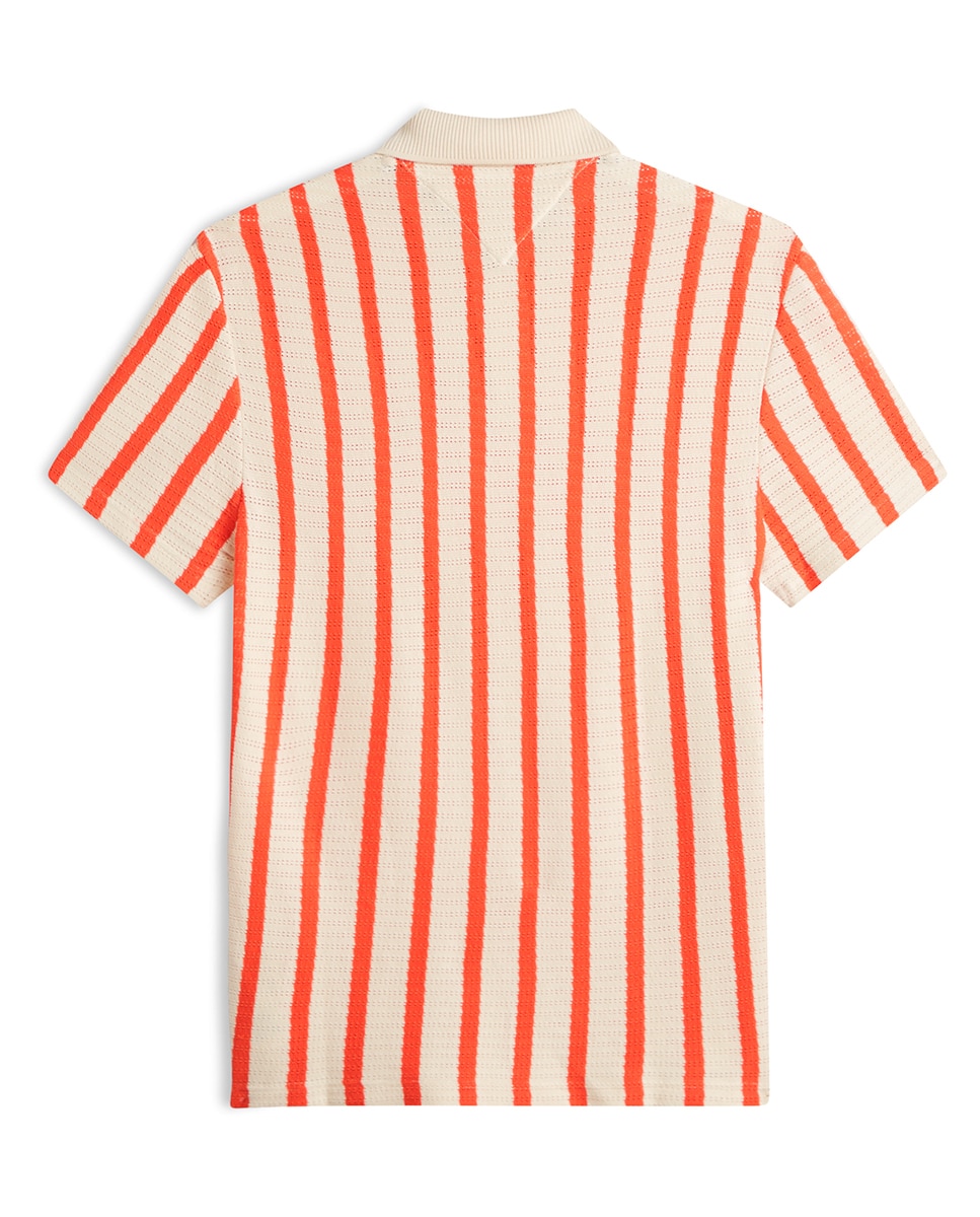 Polo de Malha Estampado com Manga Curta Laranja-2