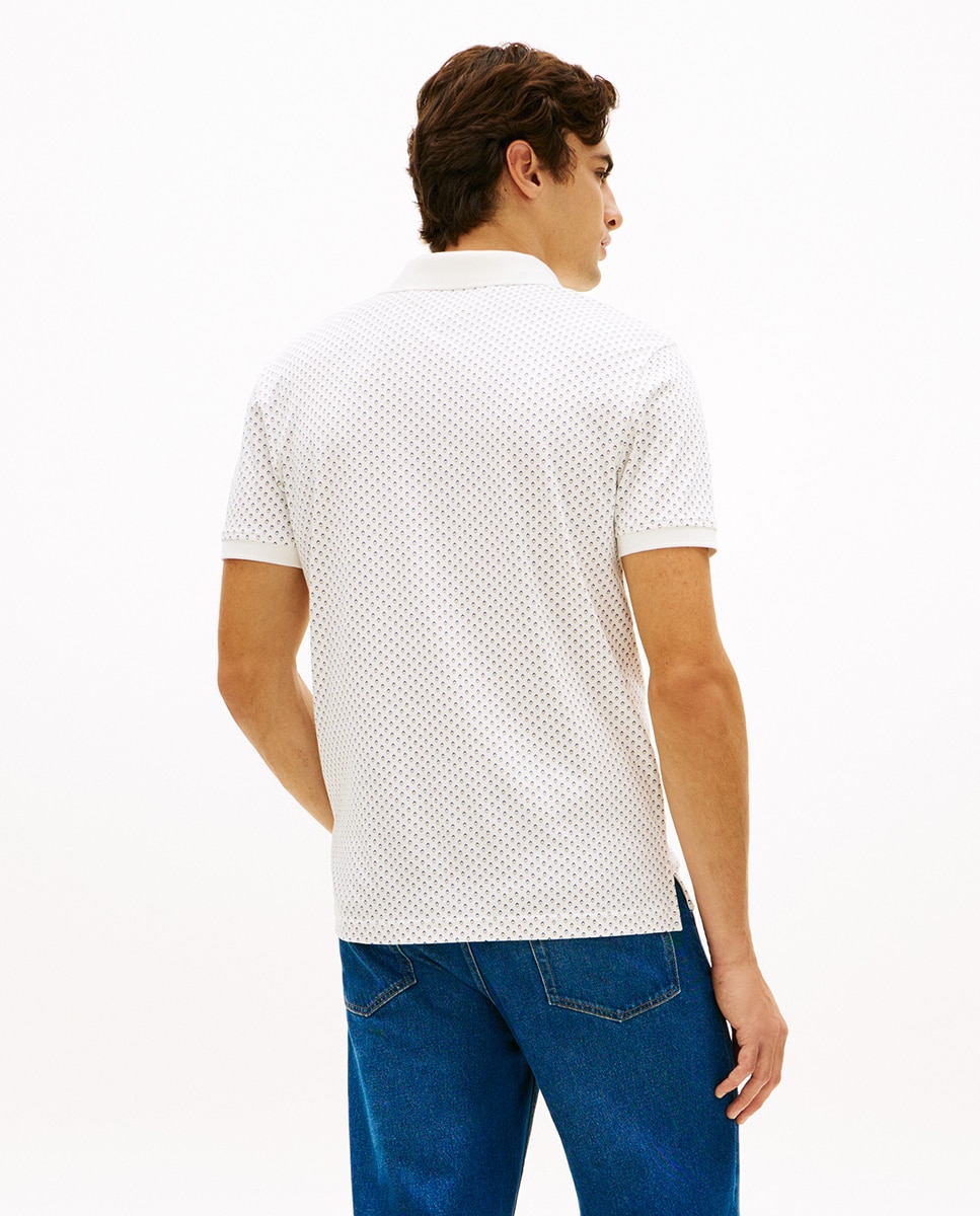 Polo de Manga Curta com Estampado Branco-2